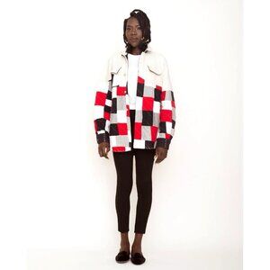 NEW One 432 Wave Panel Shirt Jacket Shacket Womens Small Quilted Stitch Handmade